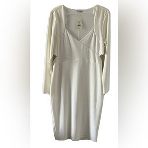 Miss Selfridge Ivory Long Sleeve Fitted Dress Size 16